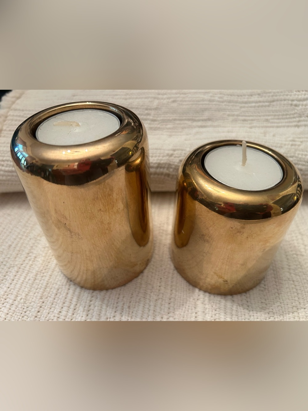 Brass Tealight Candle Holders -Set/2. Great holiday/everyday! Made in India.
